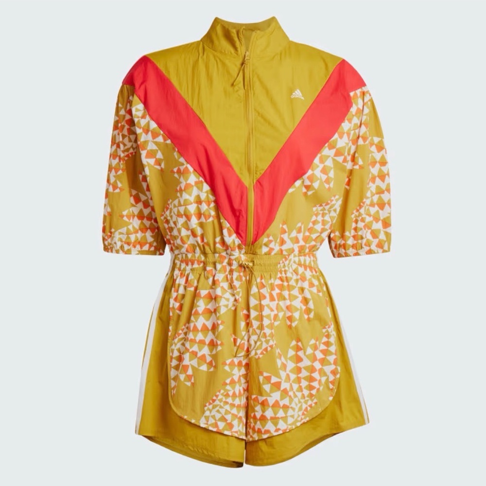 FARM Rio Yellow and Coral Graphic Jumpsuit Romper